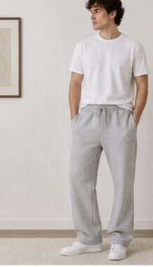 LCKR Sweatpants Mens Small Gray Fleece Relaxed Straight Leg Drawstring Joggers